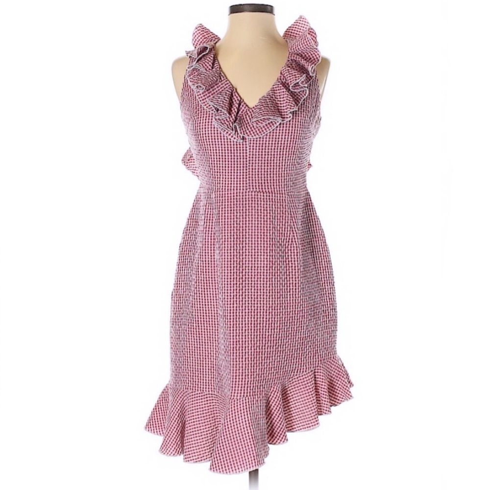 WAYF gingham ruffle dress